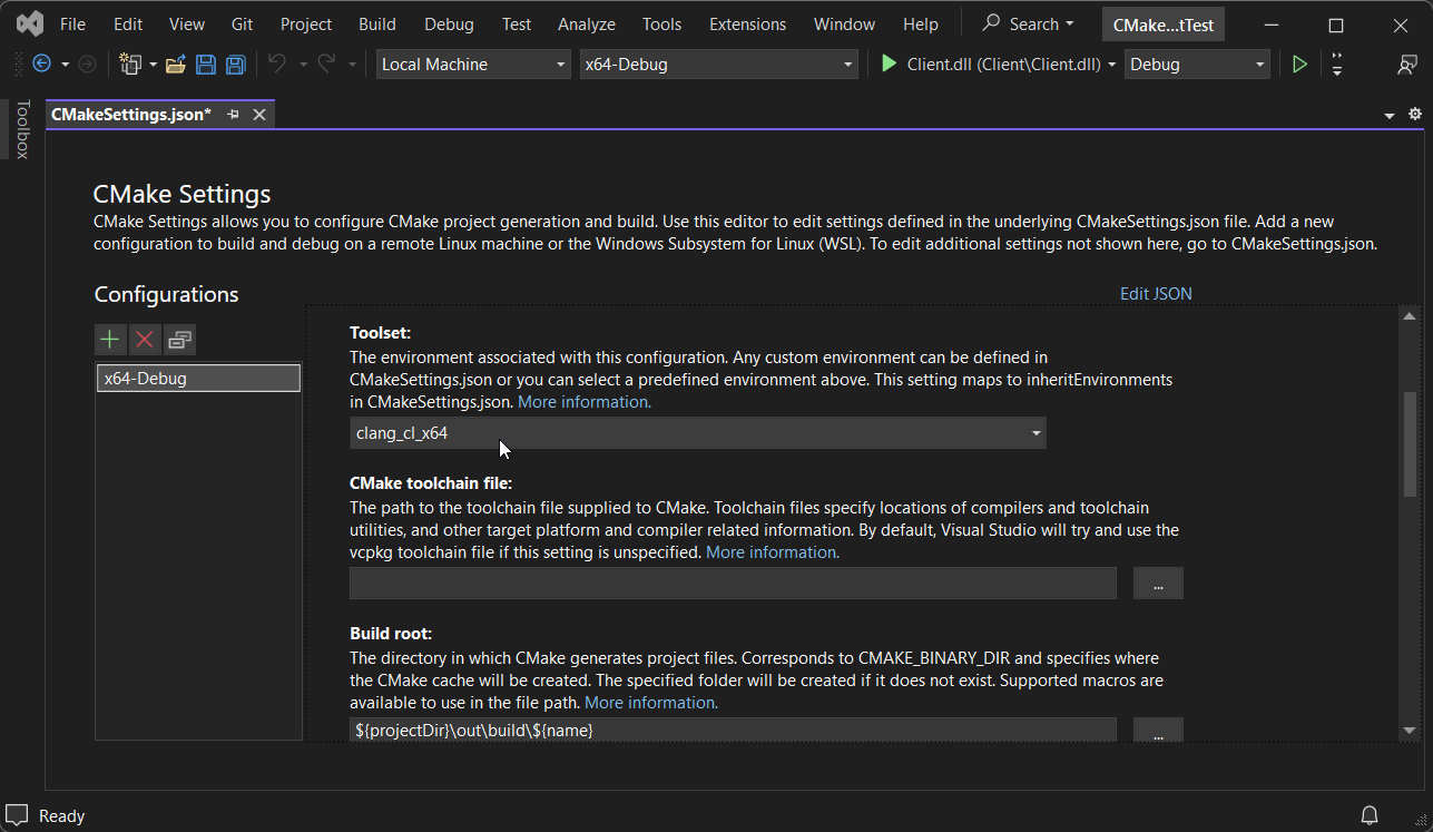 vs configurations toolset