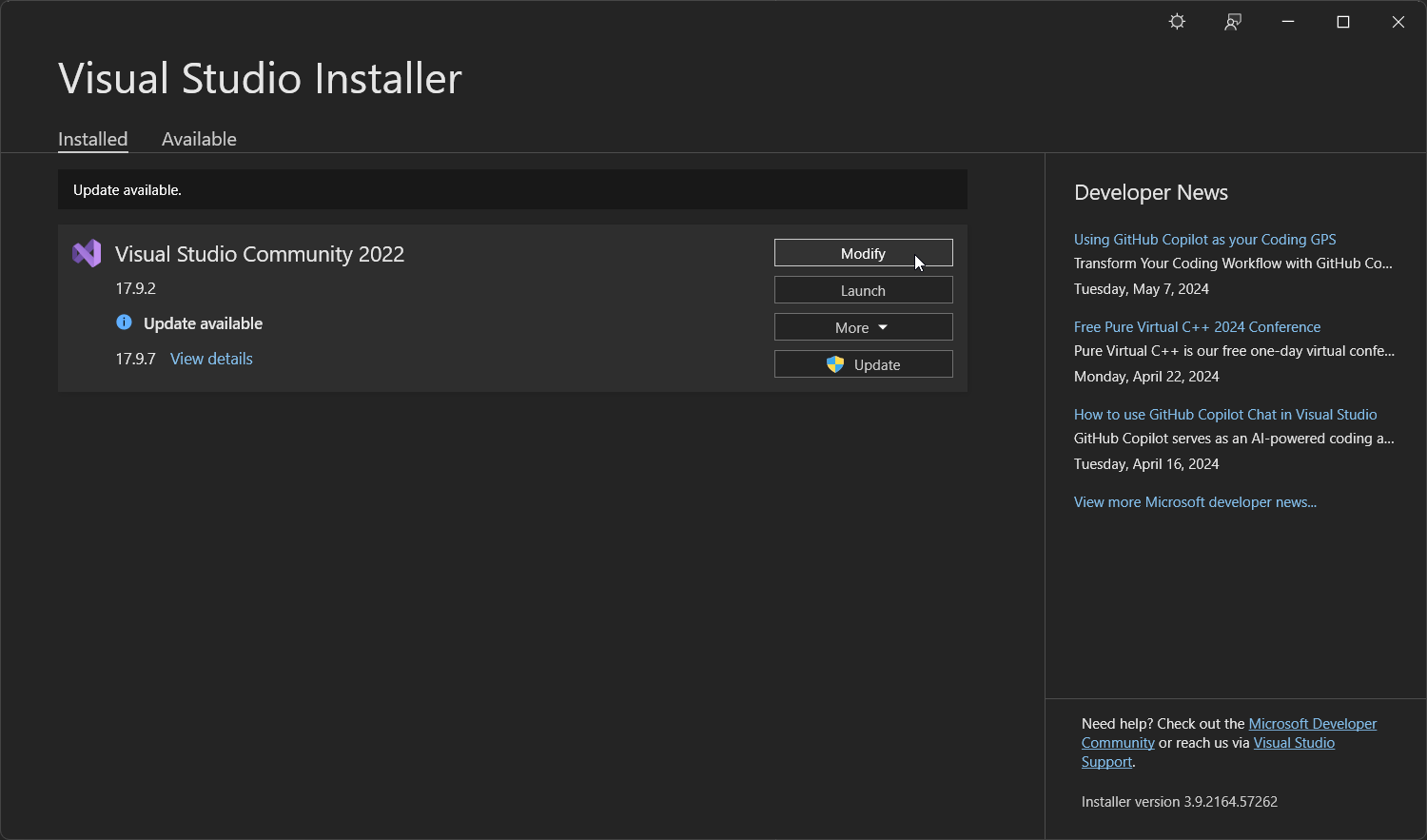 vs installer modify